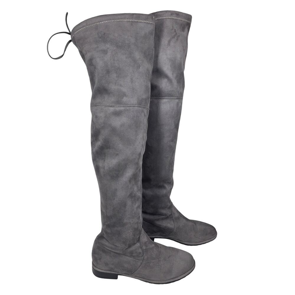 STUART WEITZMAN LOWLAND GRAY SUEDE OTK BOOTS SIZE 37 – RUSSELL & BROMLEY COLLAB